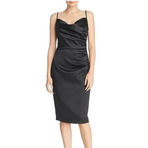 Laundry by Shelli Segal Satin Midi Ruched Cocktail Dress, Size 06